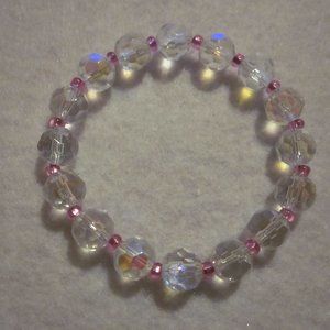 Clear & Pink Stretch Bracelet